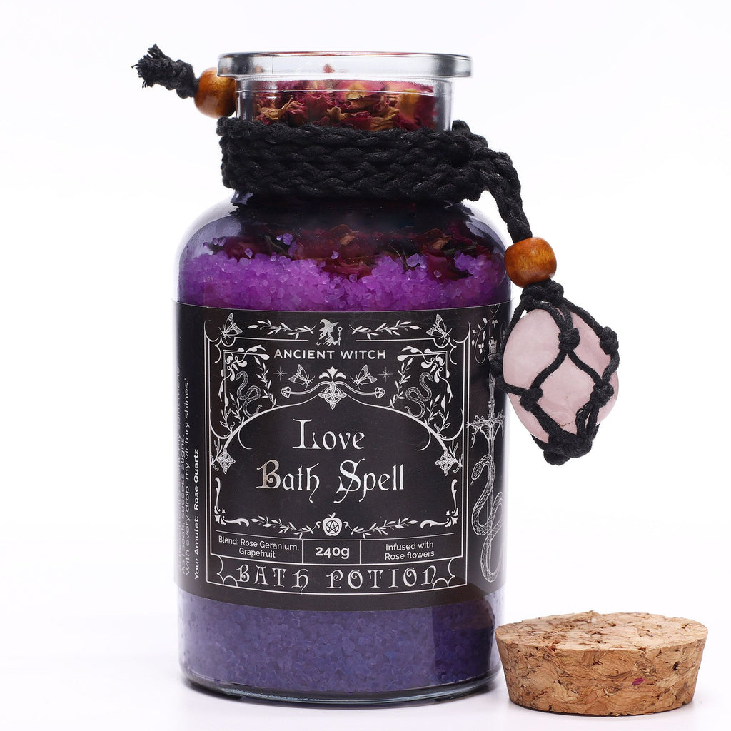 Baño de Bruja Amor · Poción Ritual con Cuarzo Rosa