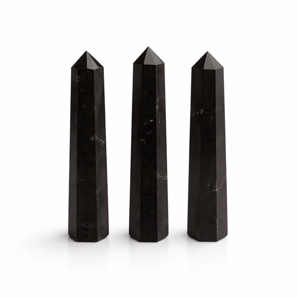 Punta obelisco de seis caras de piedra preciosa, aprox. 11 cm - Turmalina negra