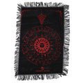 Tela de Adivinación con Péndulo de Bruja Antigua - Rostro del Sol - Negro y Rojo Sangriento