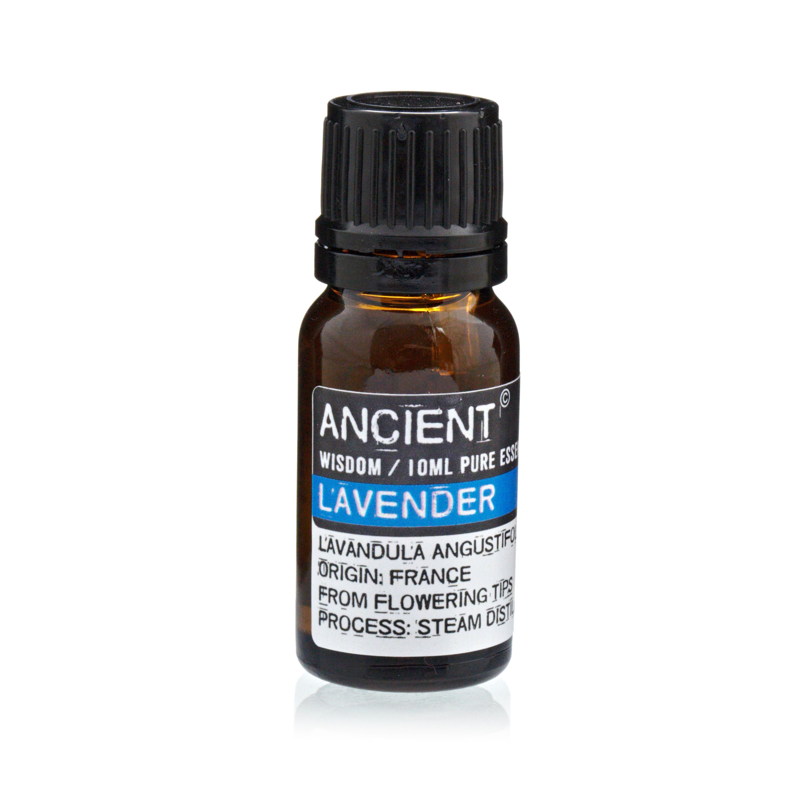 Conjunto de aceites esenciales de lavanda, árbol de té y romero de 10 ml cada uno.